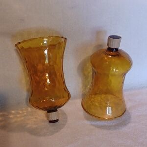 Amber Glass Votive Cups Candle Holders